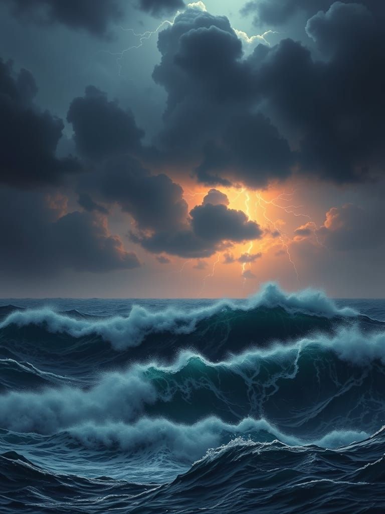 Turbulent Atlantic Ocean in Dramatic Matte Painting