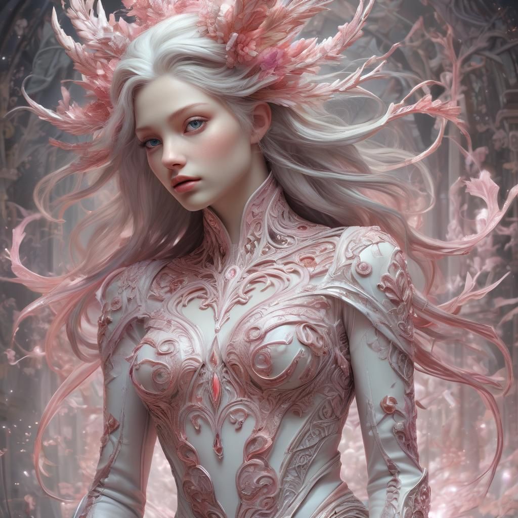 Ethereal Crimson Creature in Cyberpunk Style