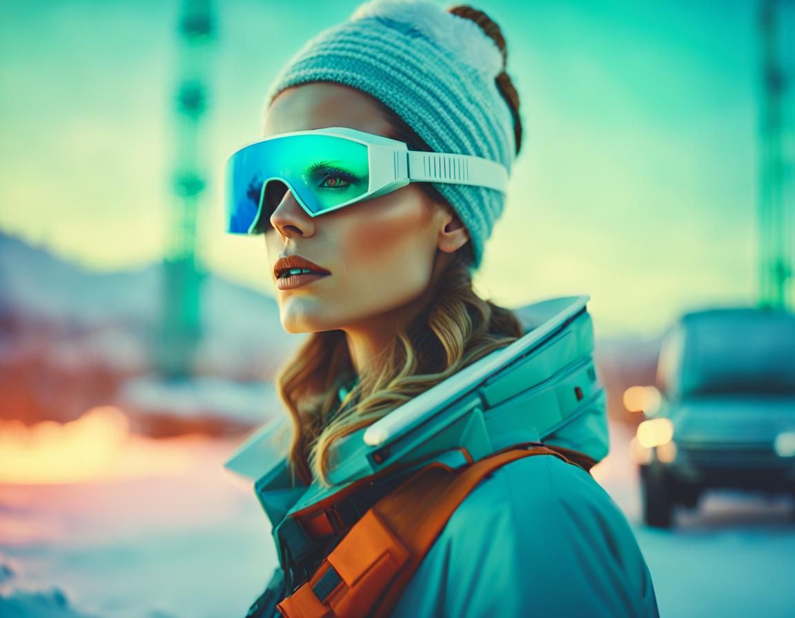 Futuristic Researcher Portrait Near Alien Ruins