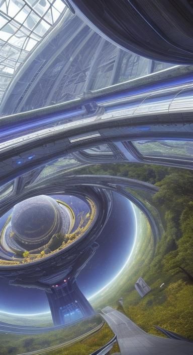 Utopian World Inside a Colorful Dyson Sphere