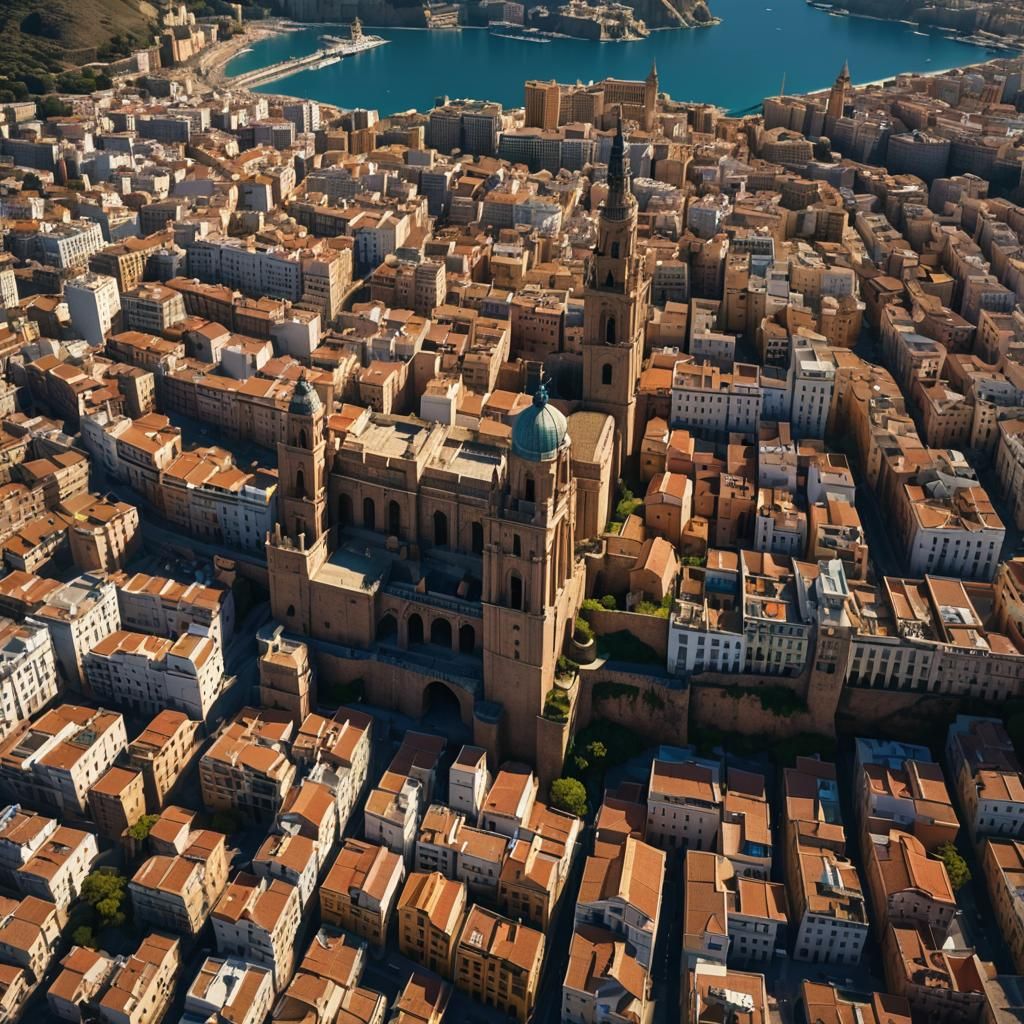 Fantastical View of Malaga City in Detailed Matte Painting