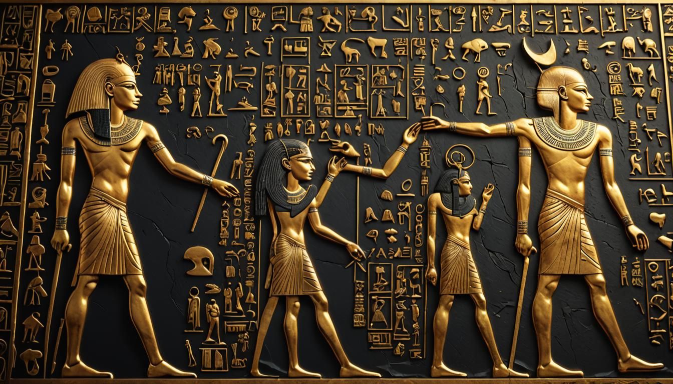 Gold Egyptian Hieroglyph Map of Africa in 3D