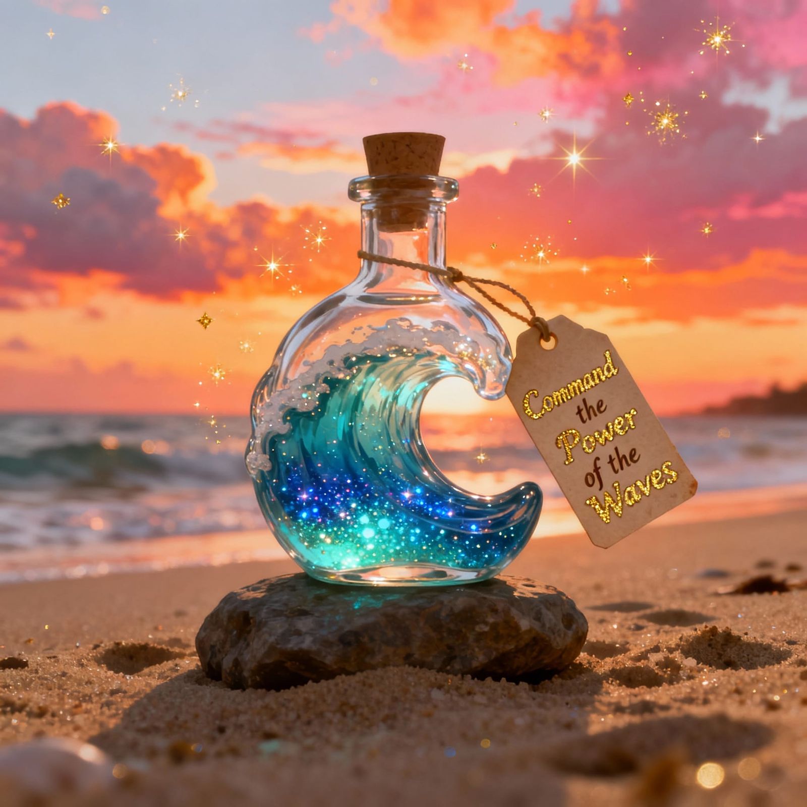 Magical Potion Bottle Shaped Like Ocean Wave