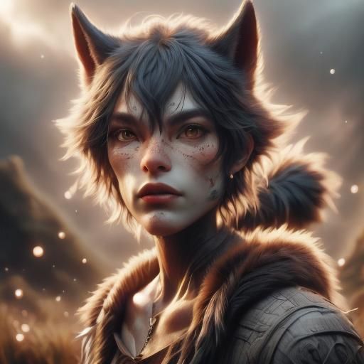 Realistic Werewolf with Human Face in 8K