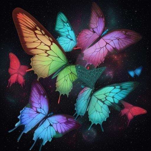 Holographic Cosmic Butterflies Illustration in 8K