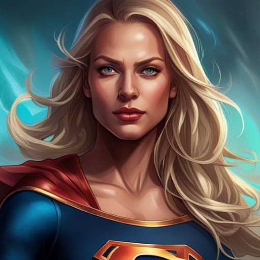 Supergirl Portrait in Hyperdetailed Digital Art Style