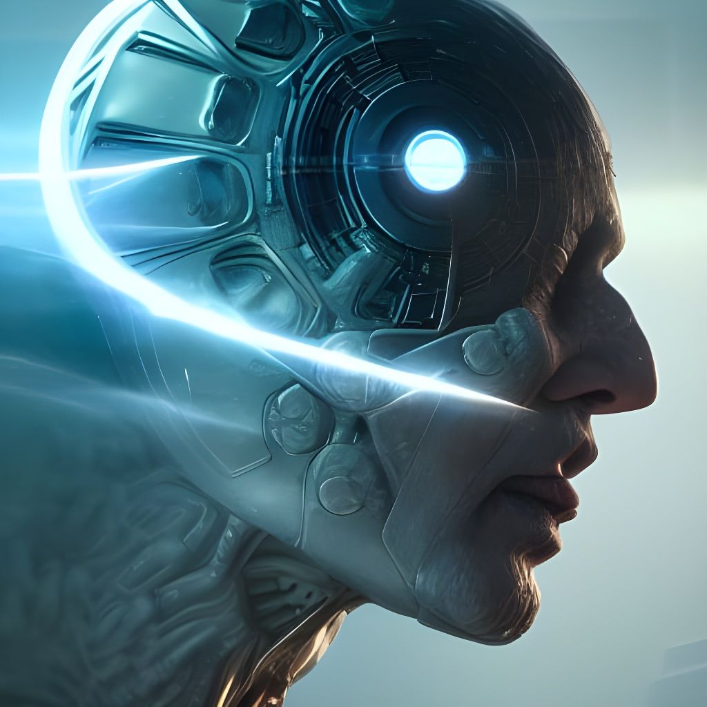 Muscular Biopunk Figure by Greg Rutkowski in 3D