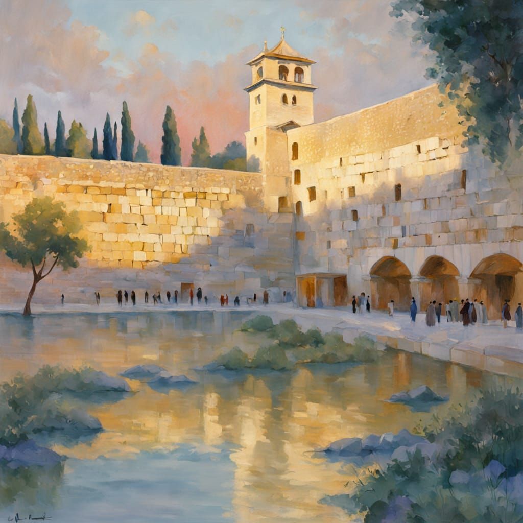 Ancient Papercraft Western Wall at Dawn