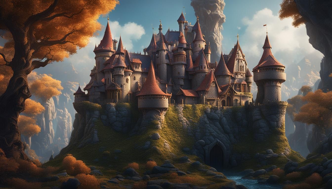 Detailed Miniature Castle in Fantasy Concept Art