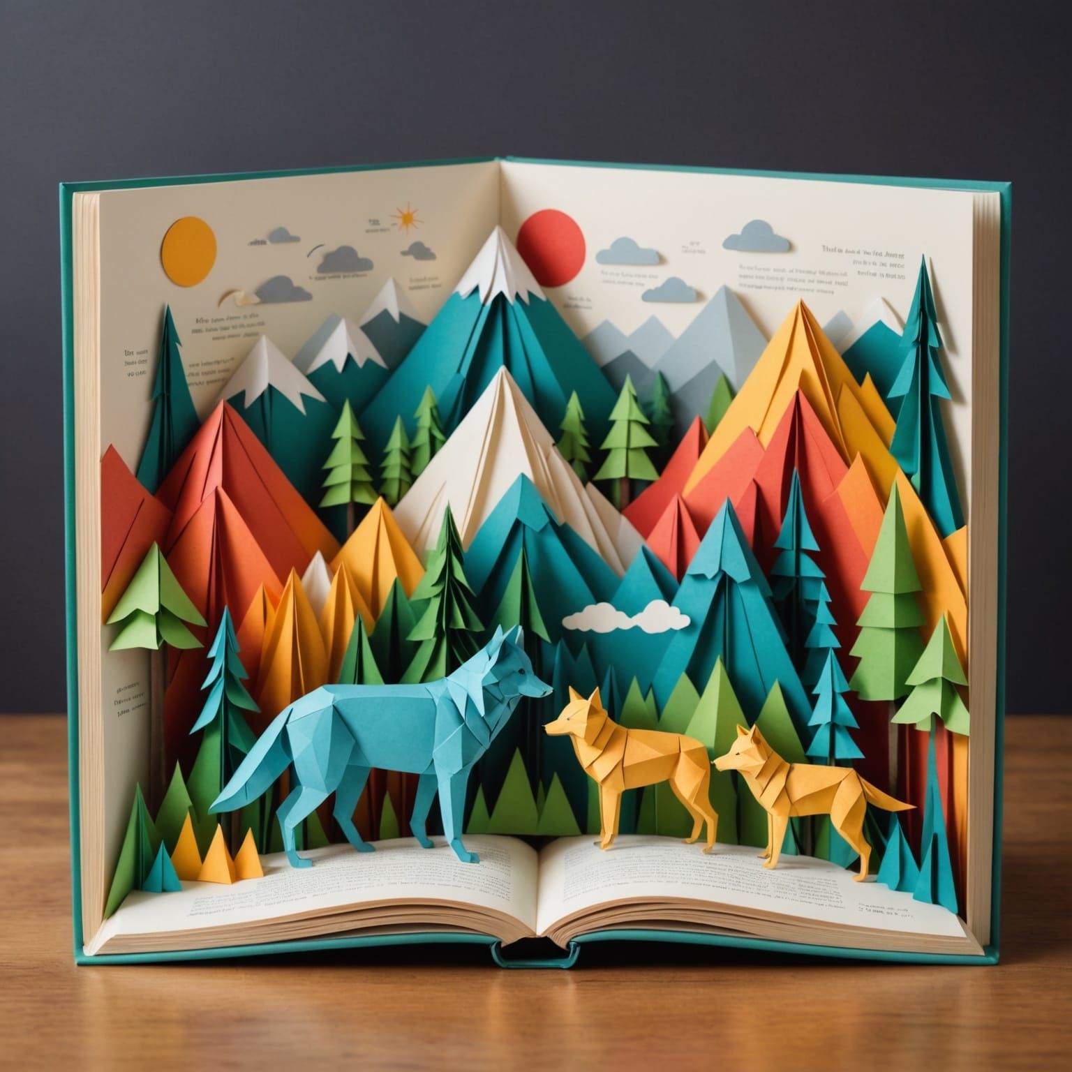 Origami Book Display Featuring Wolf Tales