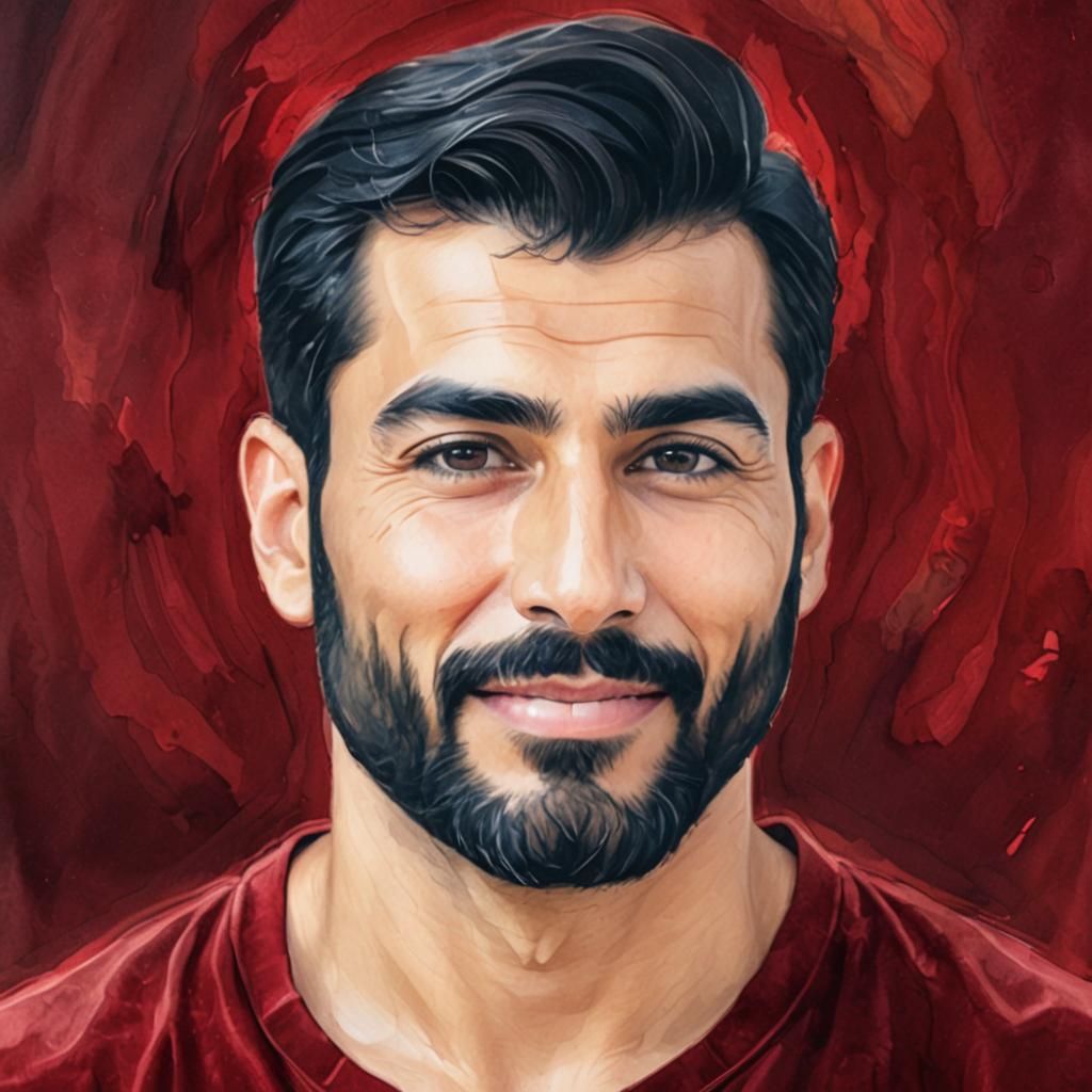 Portrait of Smiling Man in Alcohol Ink Style