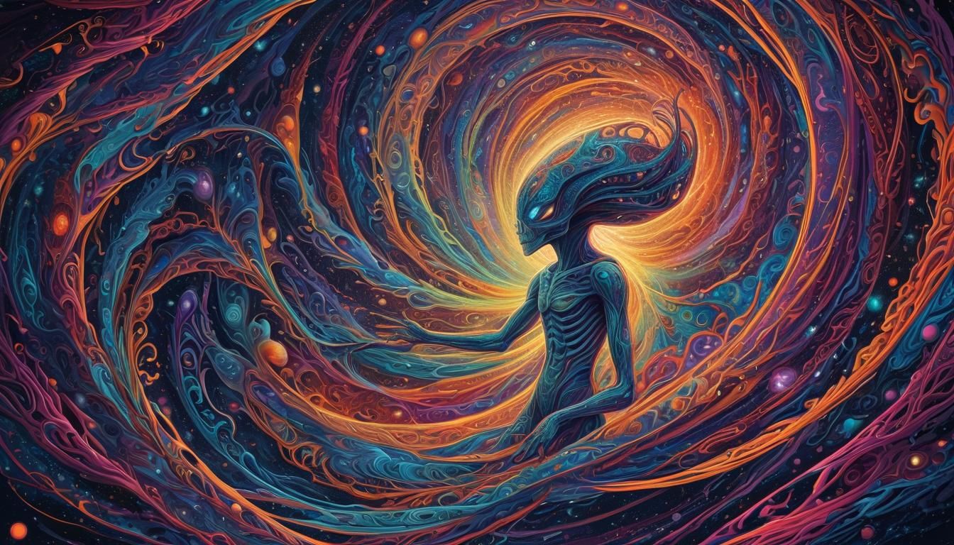 Cosmic Alien Dance: A Visionary Digital Painting