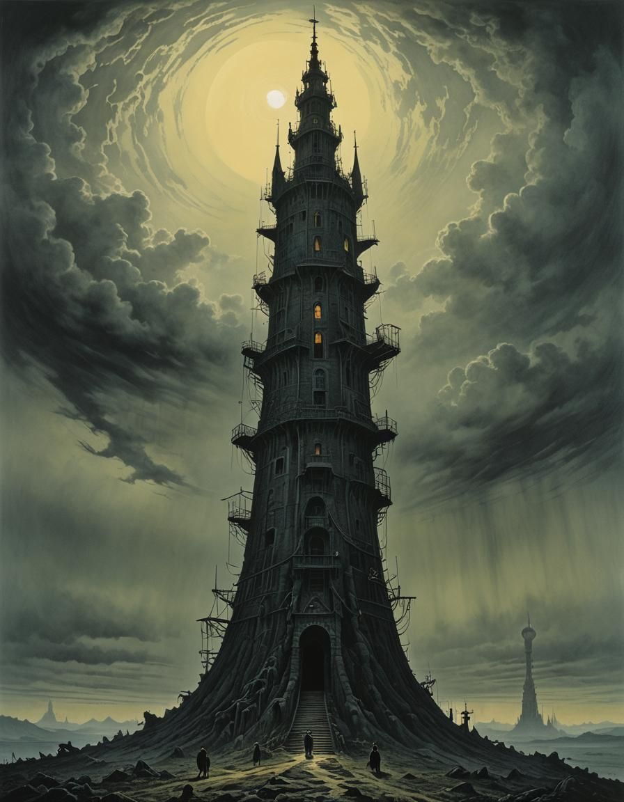 Gothic Tower in Dark Fantasy Style