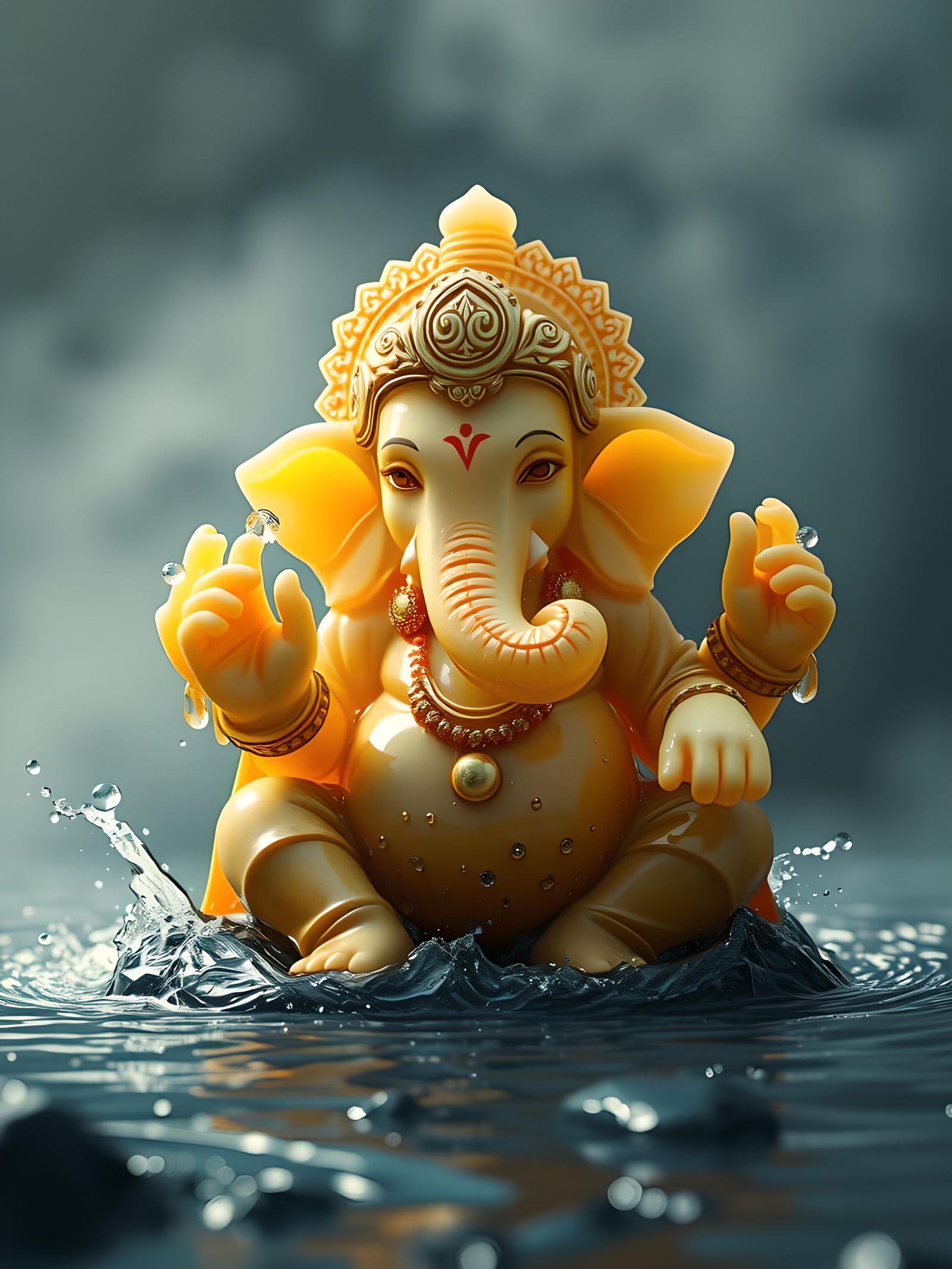 Adorable Jade Ganesha in Candy Art Style