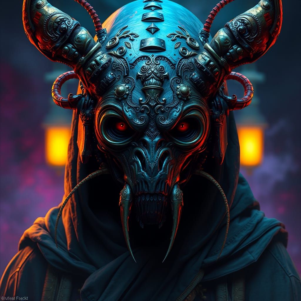 Ornate Cockroach Mask in Dreamlike Fantasy Art
