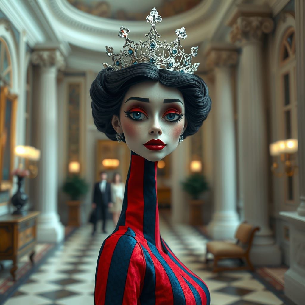 Gothic Princess in Striped Gown by Tim Burton's Influence