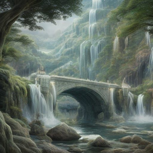 Epic Fantasy Bridge in a Skybound Realm
