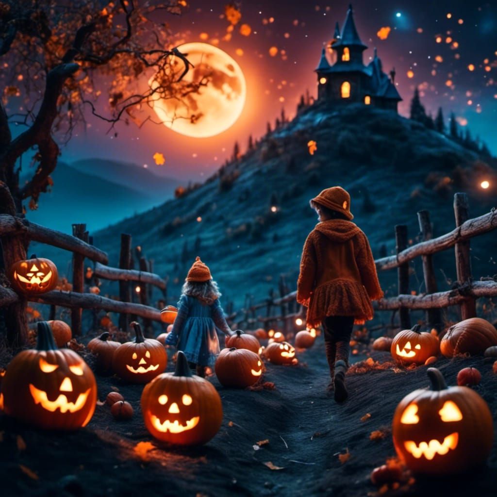 Haunted Pumpkin Patch in Tim Burton Style