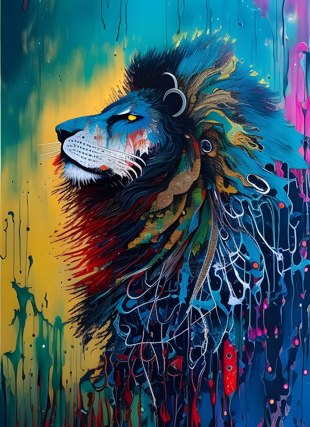 Fiery Lion and Wraith Knight in Acrylic Paint Pour