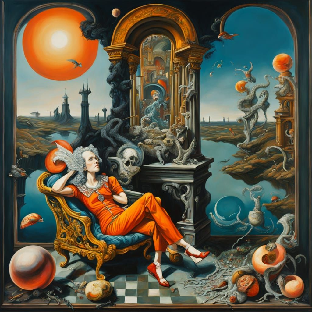 Surreal Acrylic Impasto Painting with Rich Colors