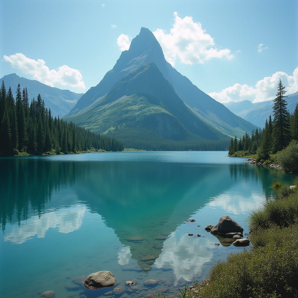 Majestic Mountain Reflected in Crystal Lake