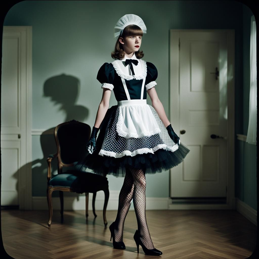 Dramatic Film Still of Woman with Maid