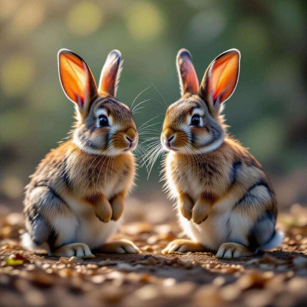 Siamese Twin Rabbits in Cinematic Film Still