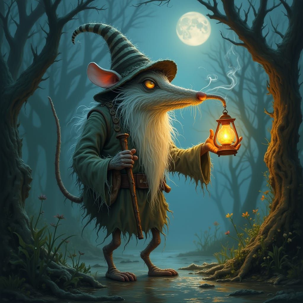 Mystical Swamp Dweller in Whimsical Style