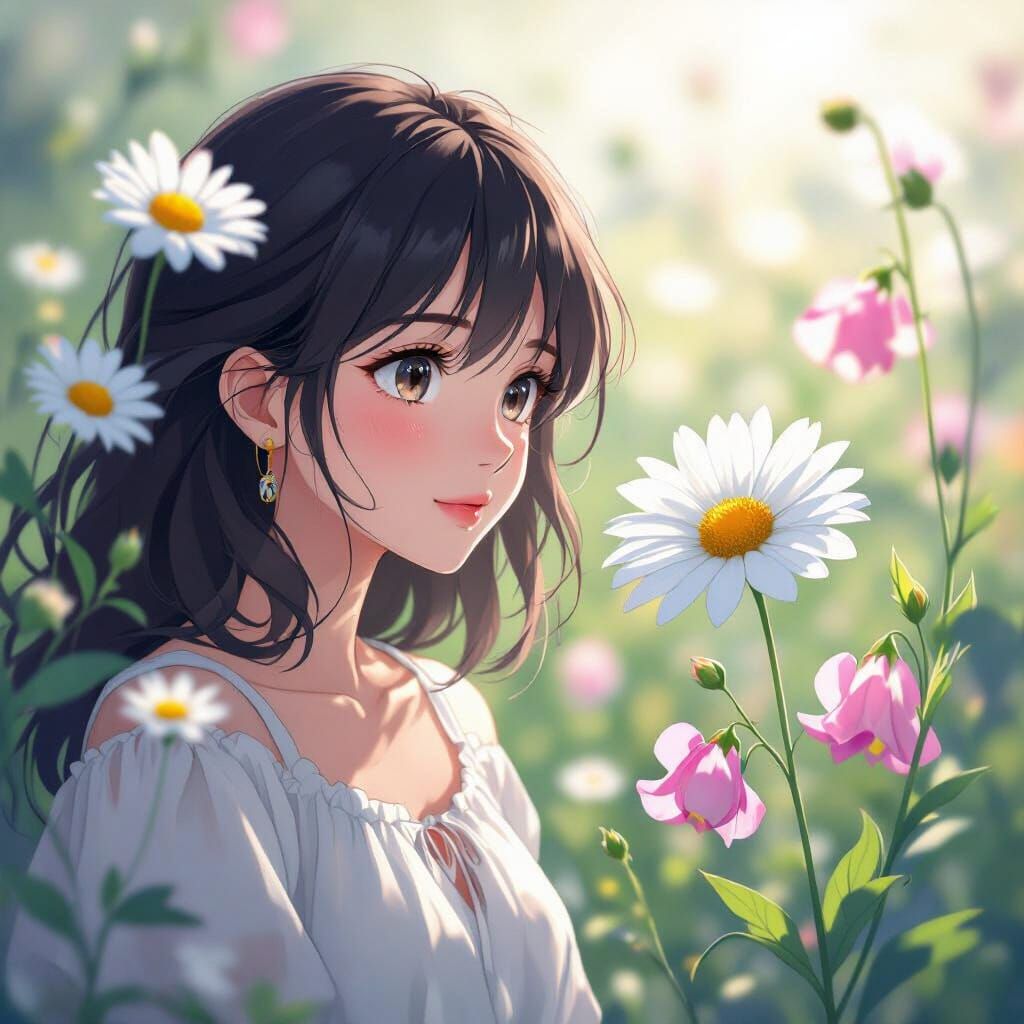 April Daisy and Sweet Pea in Ghibli Anime Style