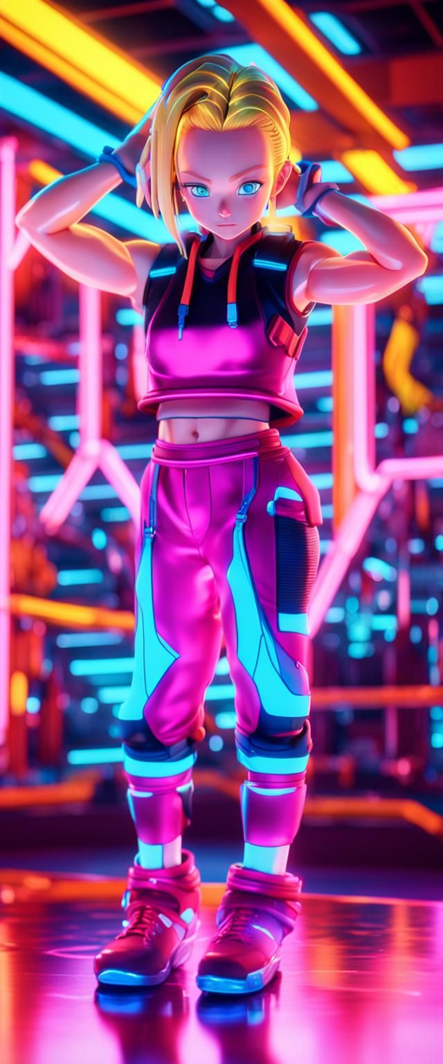 Android 18 Gym Workout in 3D Anime Style