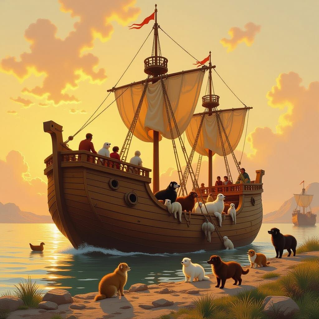 Noah's Ark Oil Painting in Gurney Style