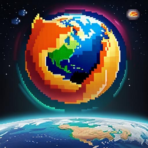 Pixel Art World with Celestial Background