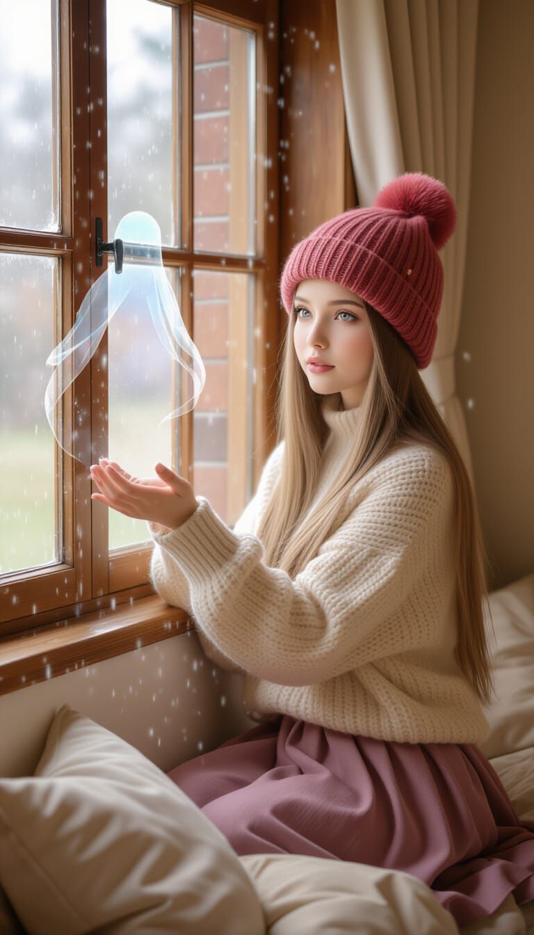 Girl Touches Rain Spirit, Magical Moment