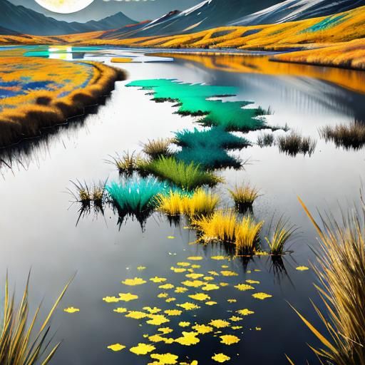 Valley of Reflected Moons in Vibrant Colors