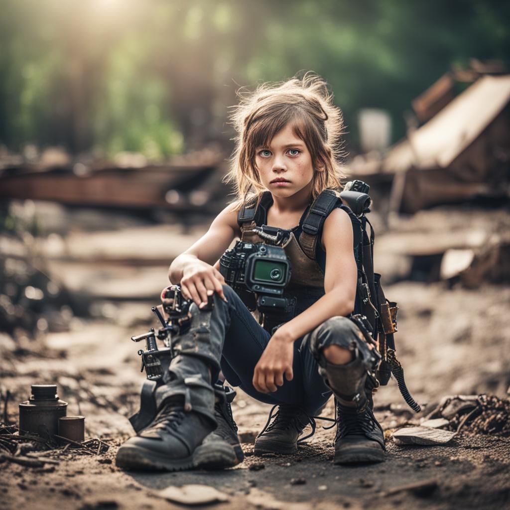Post-Apocalyptic Child in Swimsuit: Professional Photography