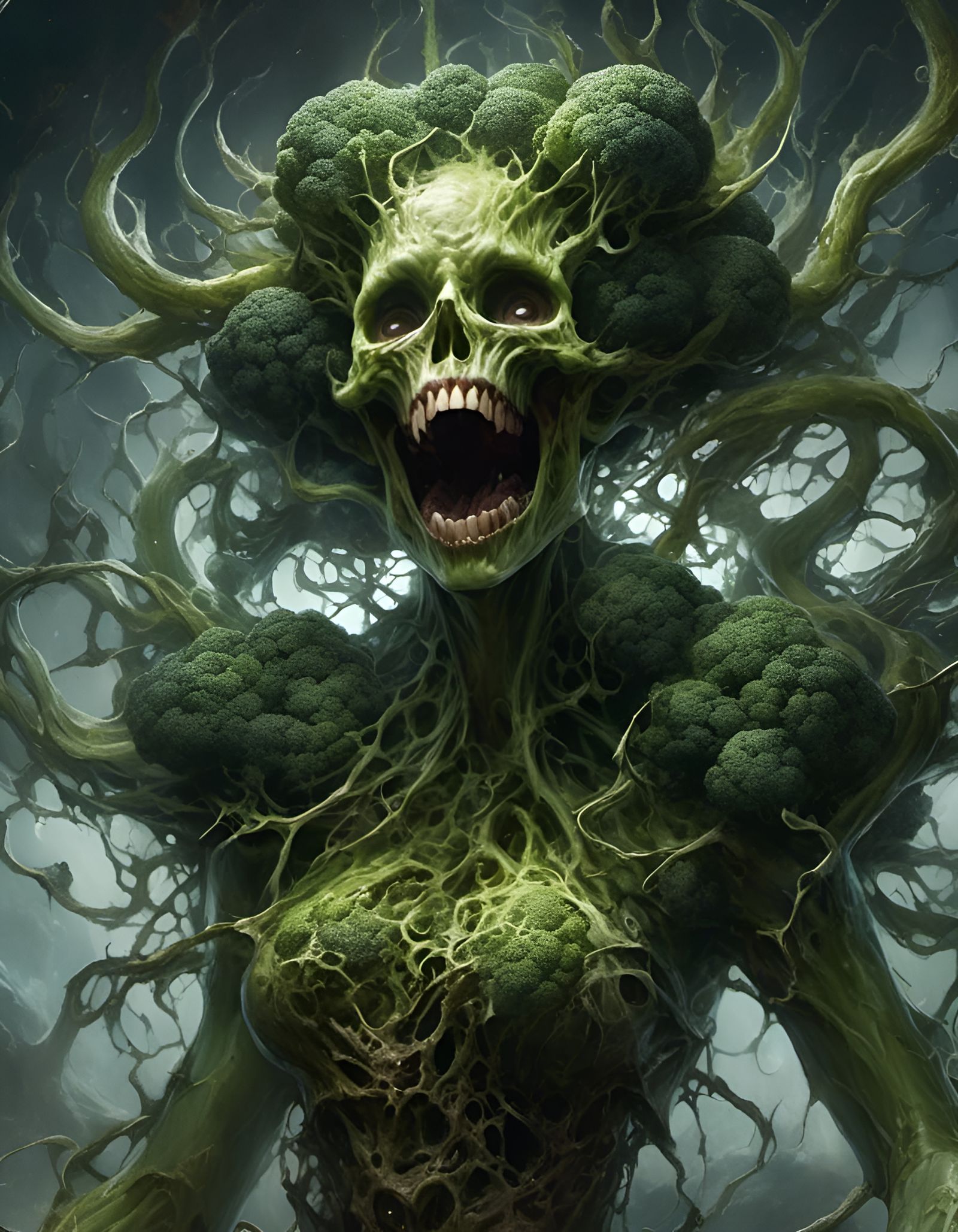 Detailed Broccoli Anime Girl in 3D Style