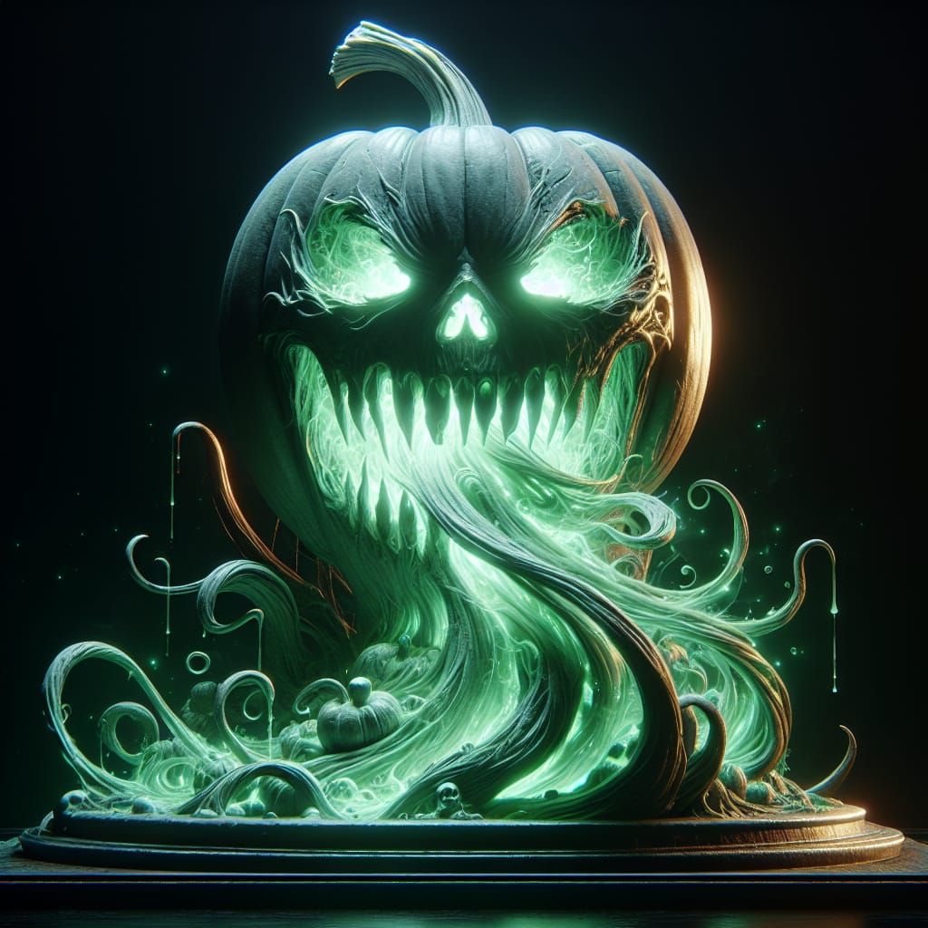Spectacular Jack-O'-Lantern with Glowing Green Smoke