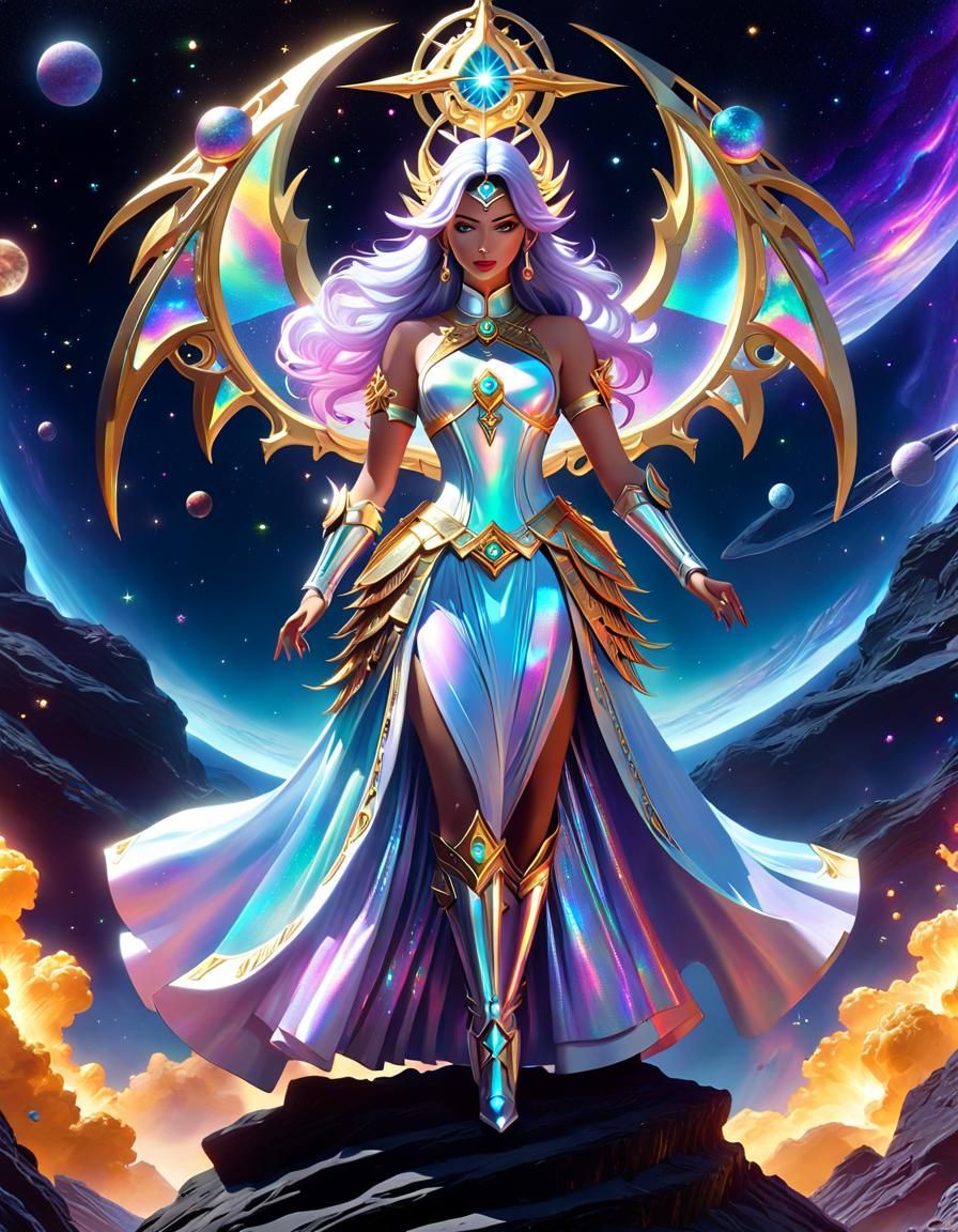 Rainbow Dragon Girl with Metal Skeleton