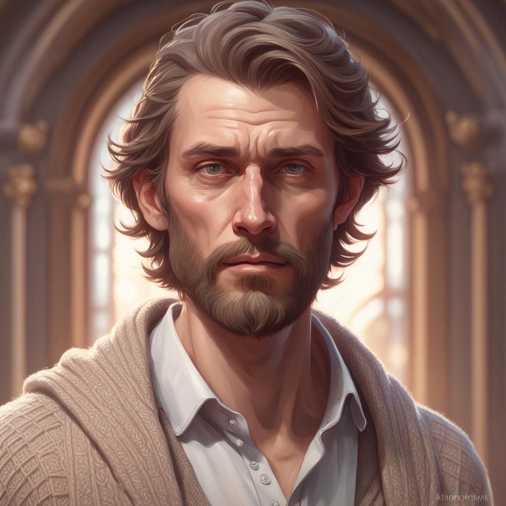 Detailed Portrait of a Male English Teacher