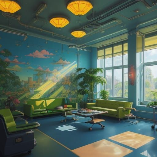Whimsical Hospital Wonderland in Vibrant Colors