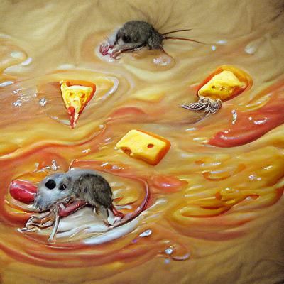 Mouse Bathing in Hot Cheese
