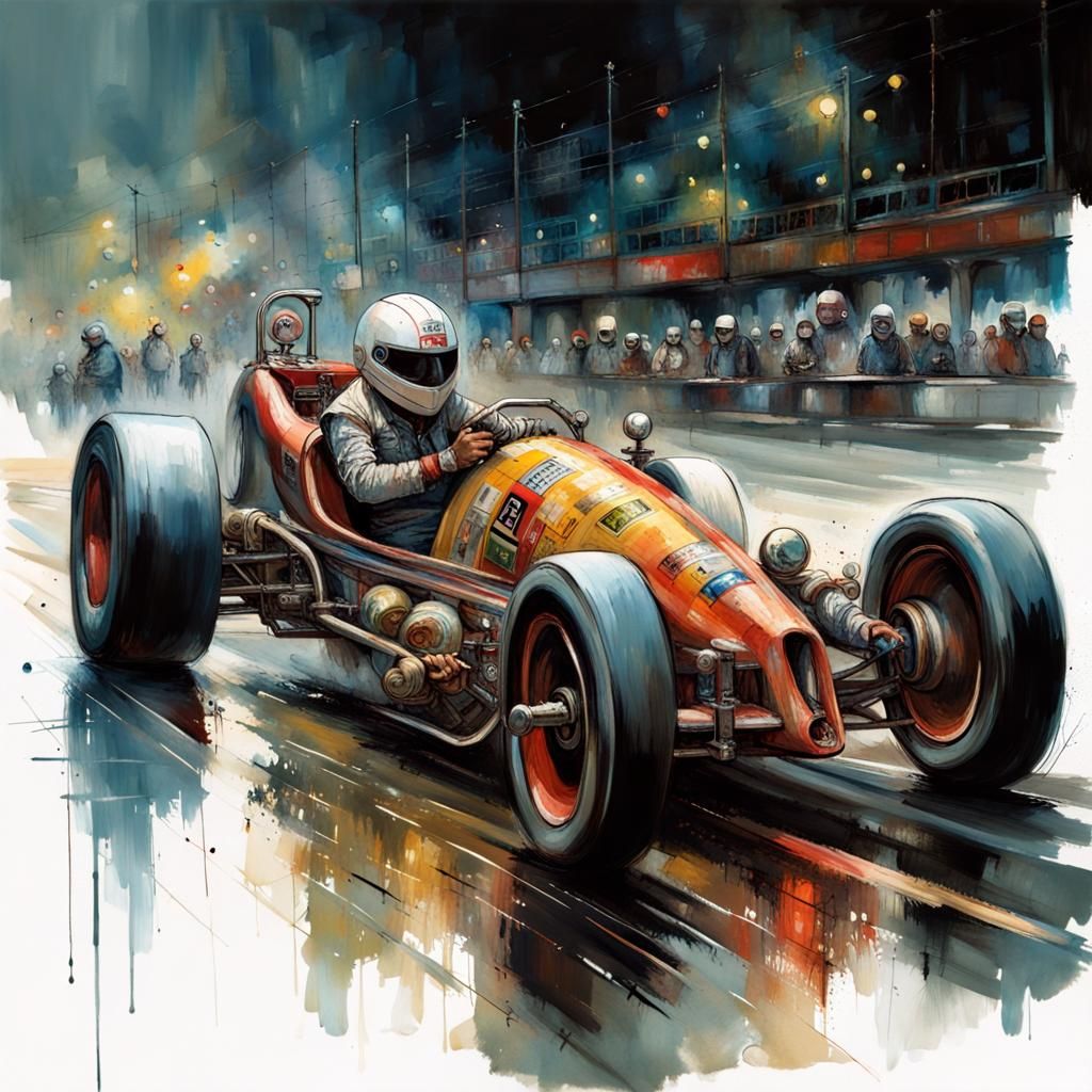 Hyper Detailed Drag Racing in Dark Fantasy Style