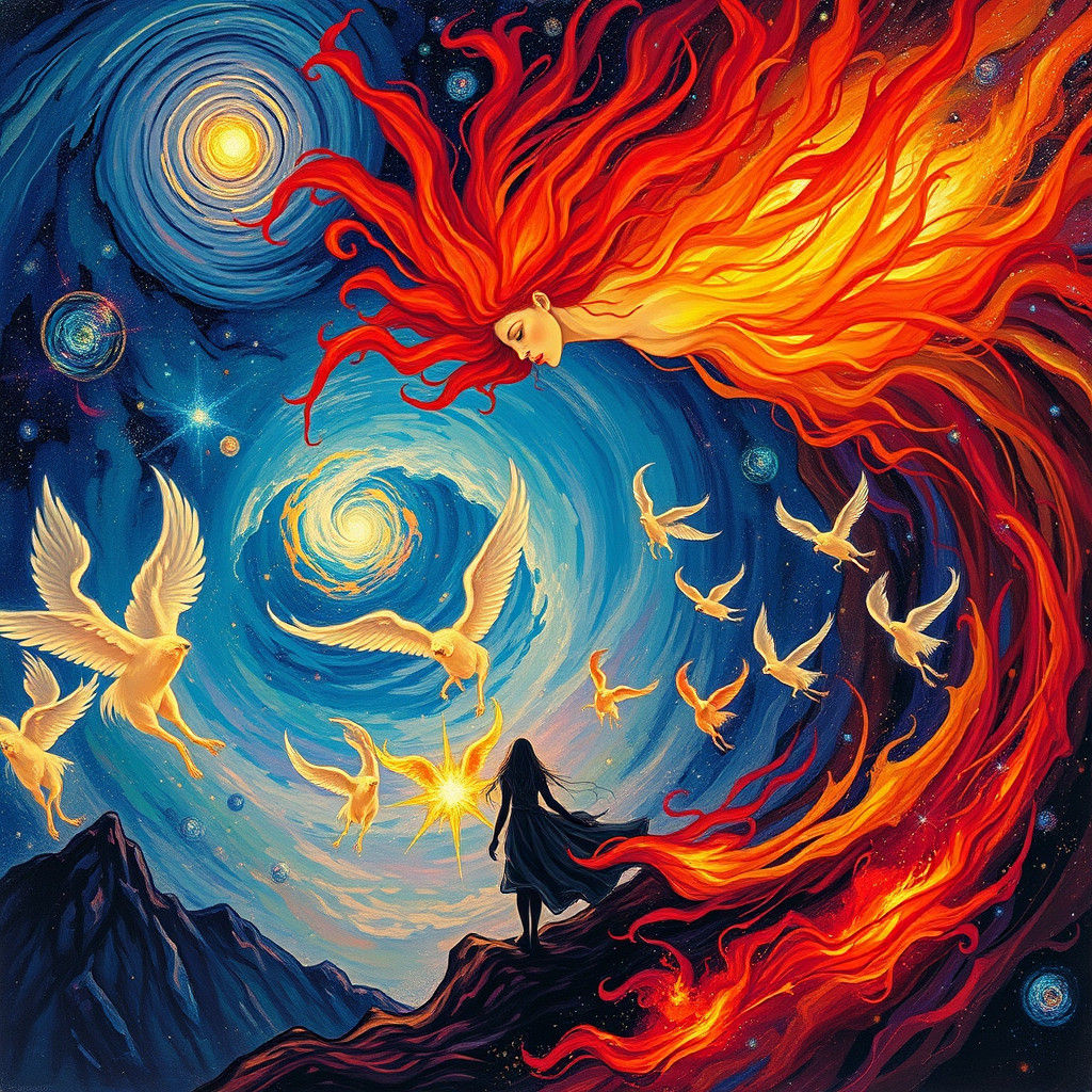 Astral Projection: A Fauvist-Inspired Cosmic Battle