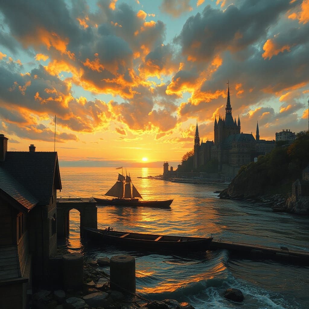 Dramatic Sunset Over Quillebeuf at the Mouth of the Seine