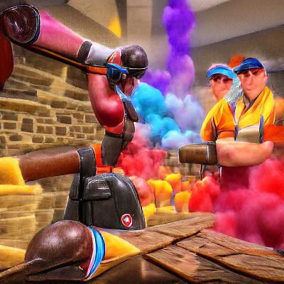 Colourful Team Fortress 2 Scene in 8k Resolution