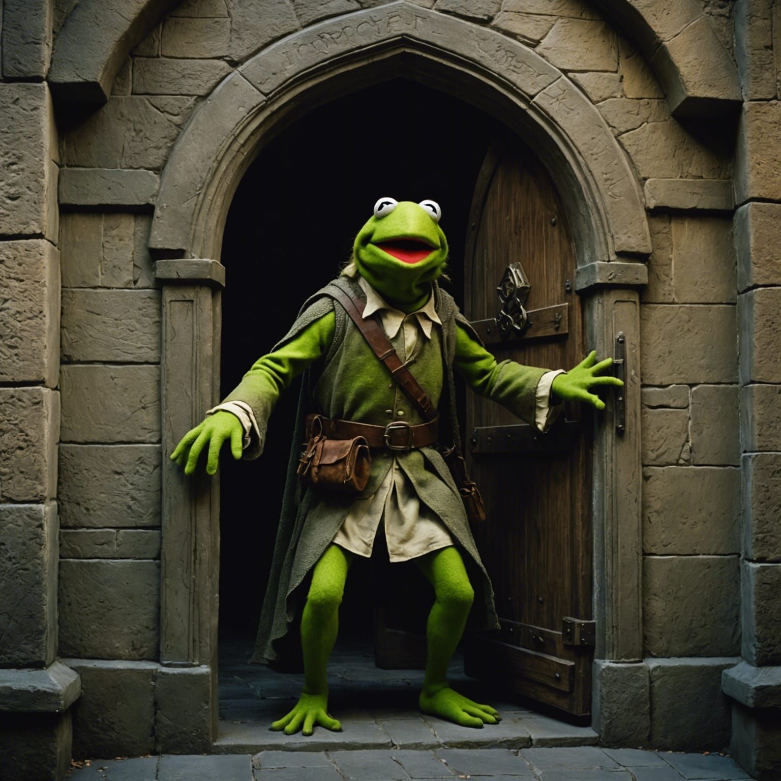 Kermit as Aragorn at Helm's Deep: Cinematic Film Still