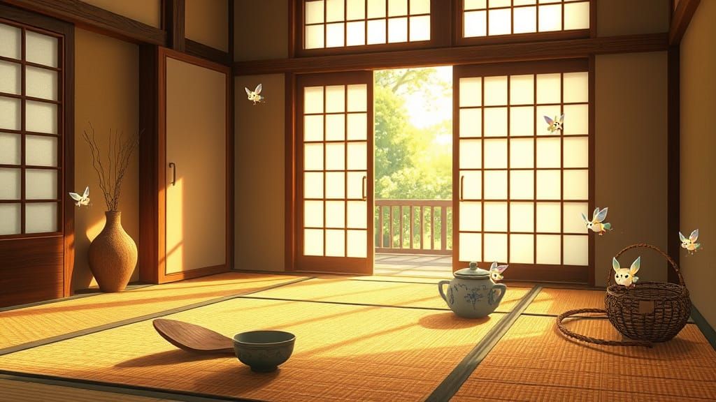 Japanese Room in Whimsical Studio Ghibli Style