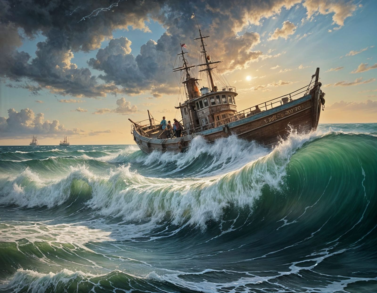 Surreal Seascape Painting in Watercolor Style