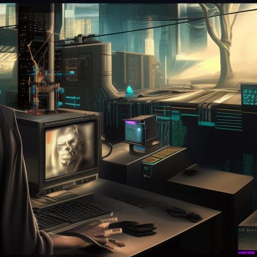 Cyberpunk Wizard: Surreal Photorealistic Digital Art