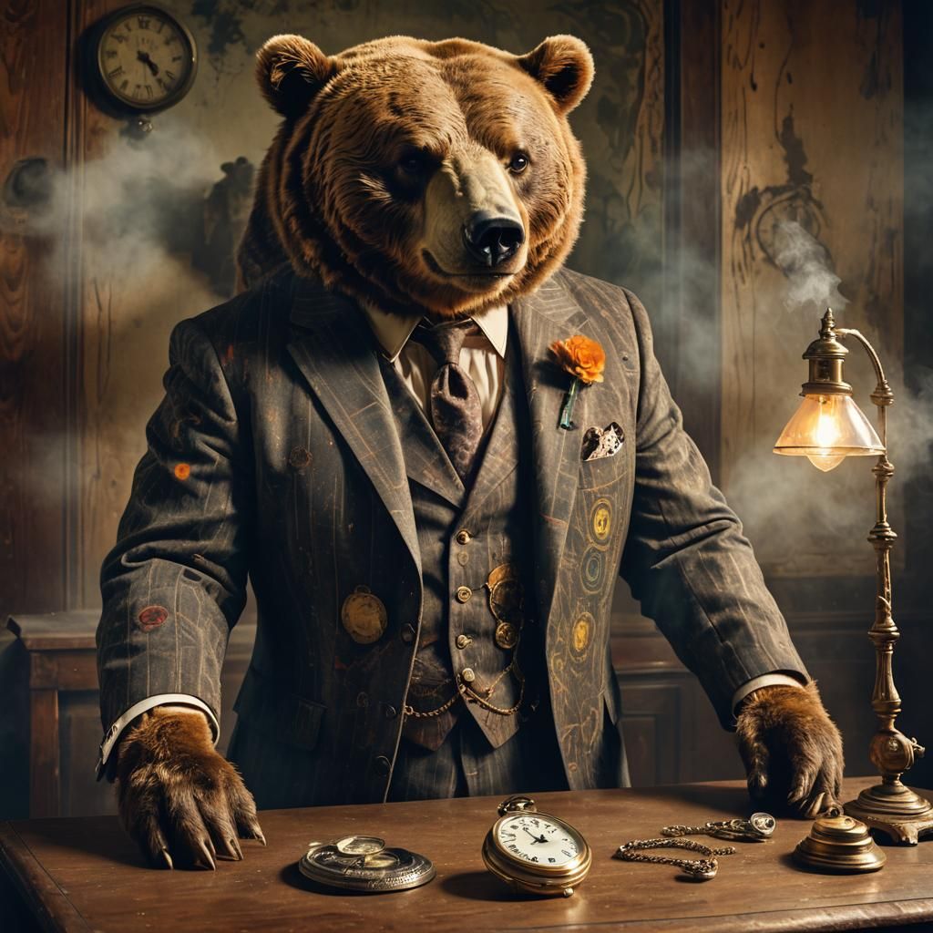 Surreal Bear Contemplates Time in Vivid Colors